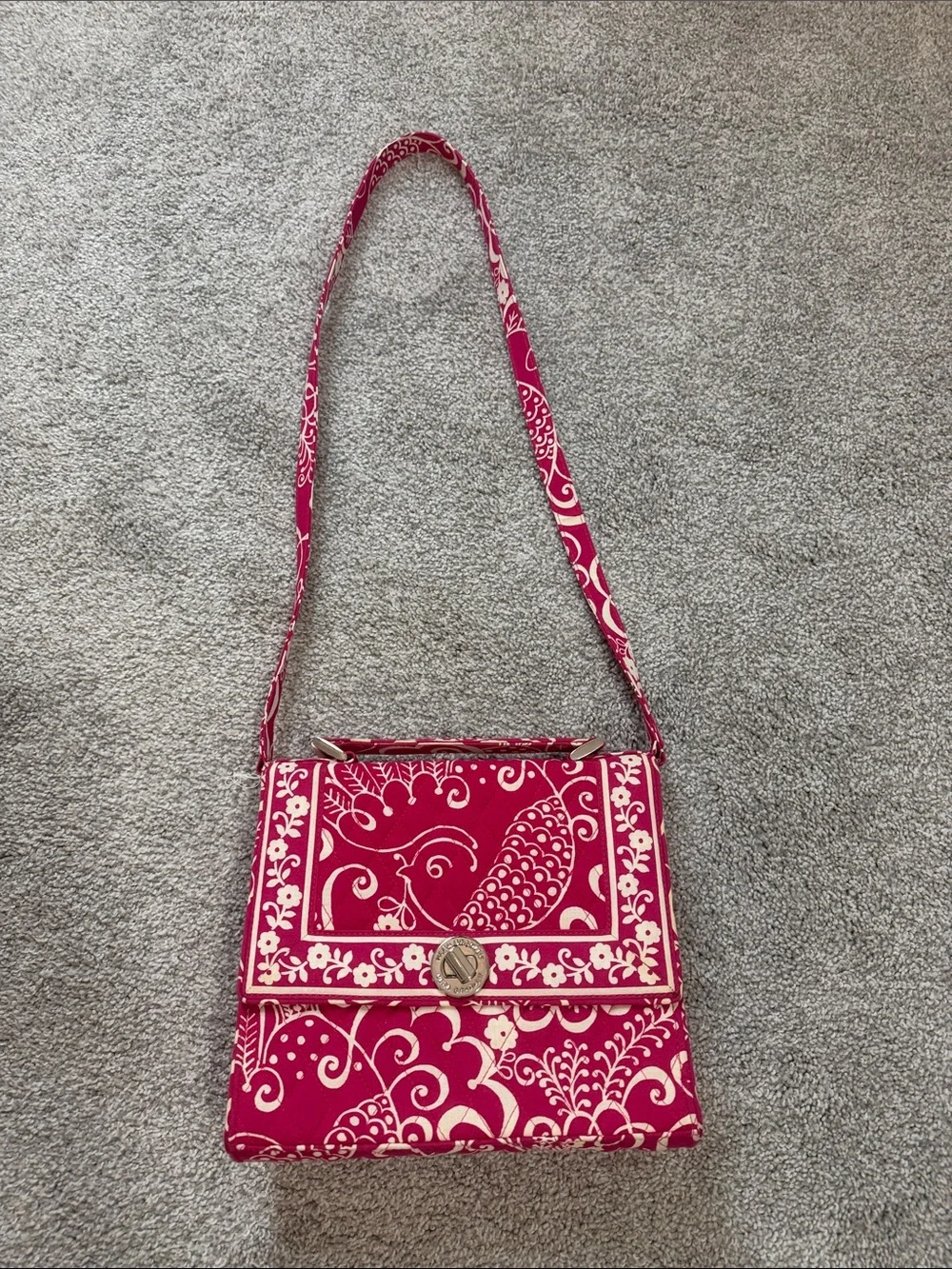 Vera Bradley Pink and Cream Crossbody Shoulder Bag